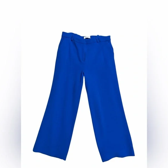The Fold Royal Blue Straight Leg Virgin Wool Women's Pants Career Preppy Size 12 - Picture 2 of 11